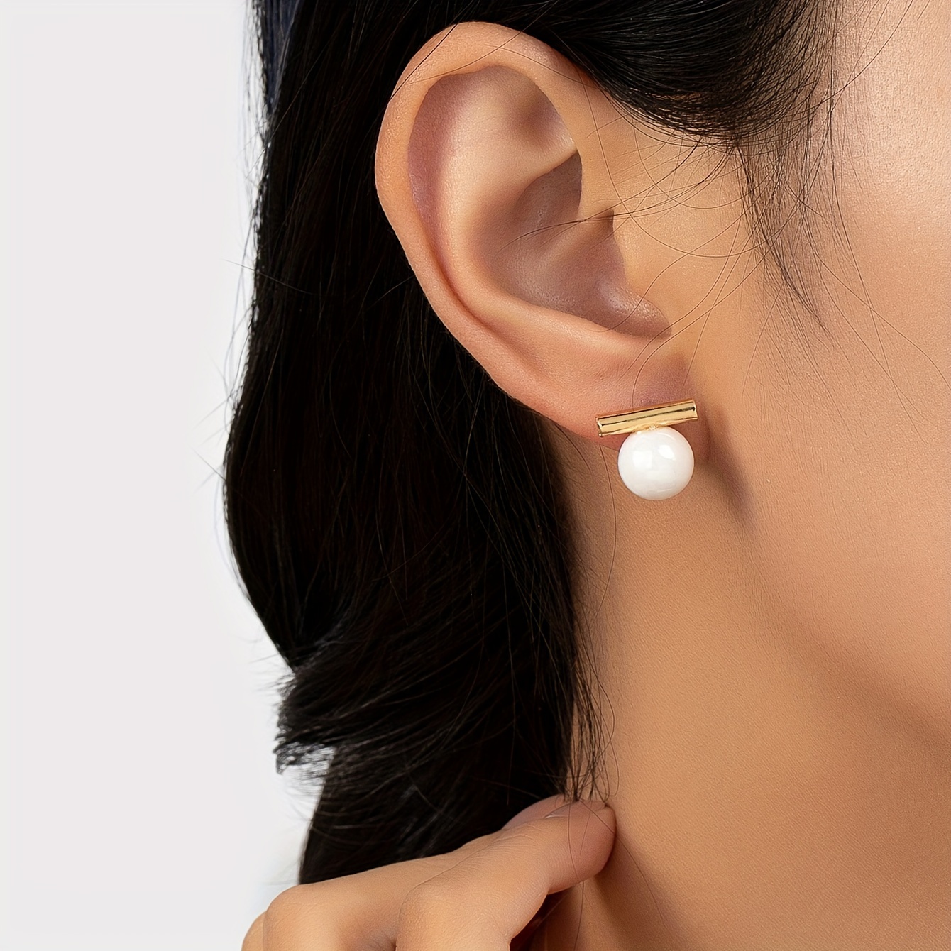 Golden Stick Faux Pearl Dangle Earrings